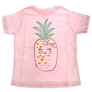 Girls Crew Tee-Blushing Pineapples-Balerina-DelSol for Kids-1 Pc T-Shirt (3T)
